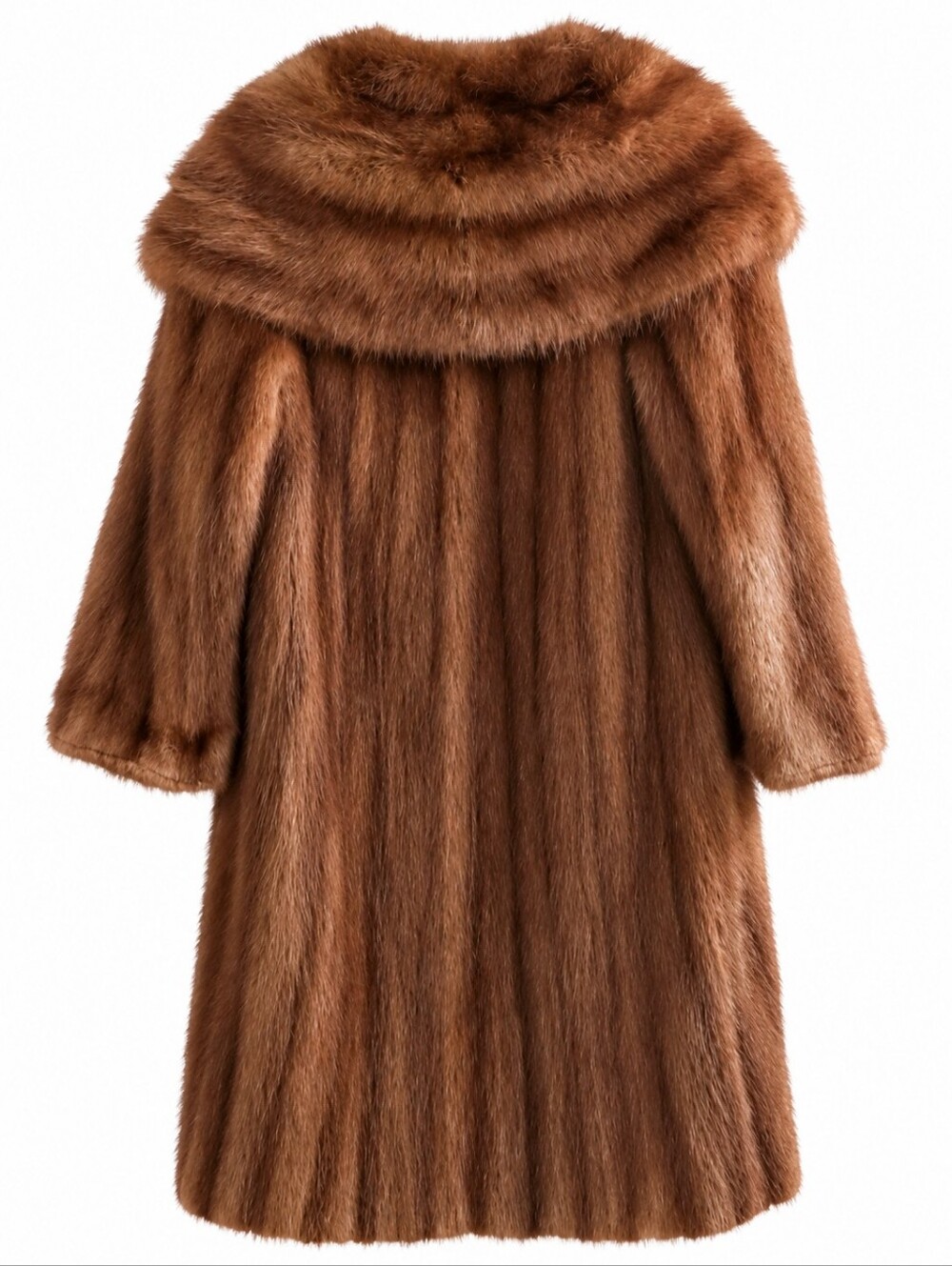 Vintage 1960s Long Hair Beaver Fur Coat Brown Full Length L Estate - Picture 3 of 15